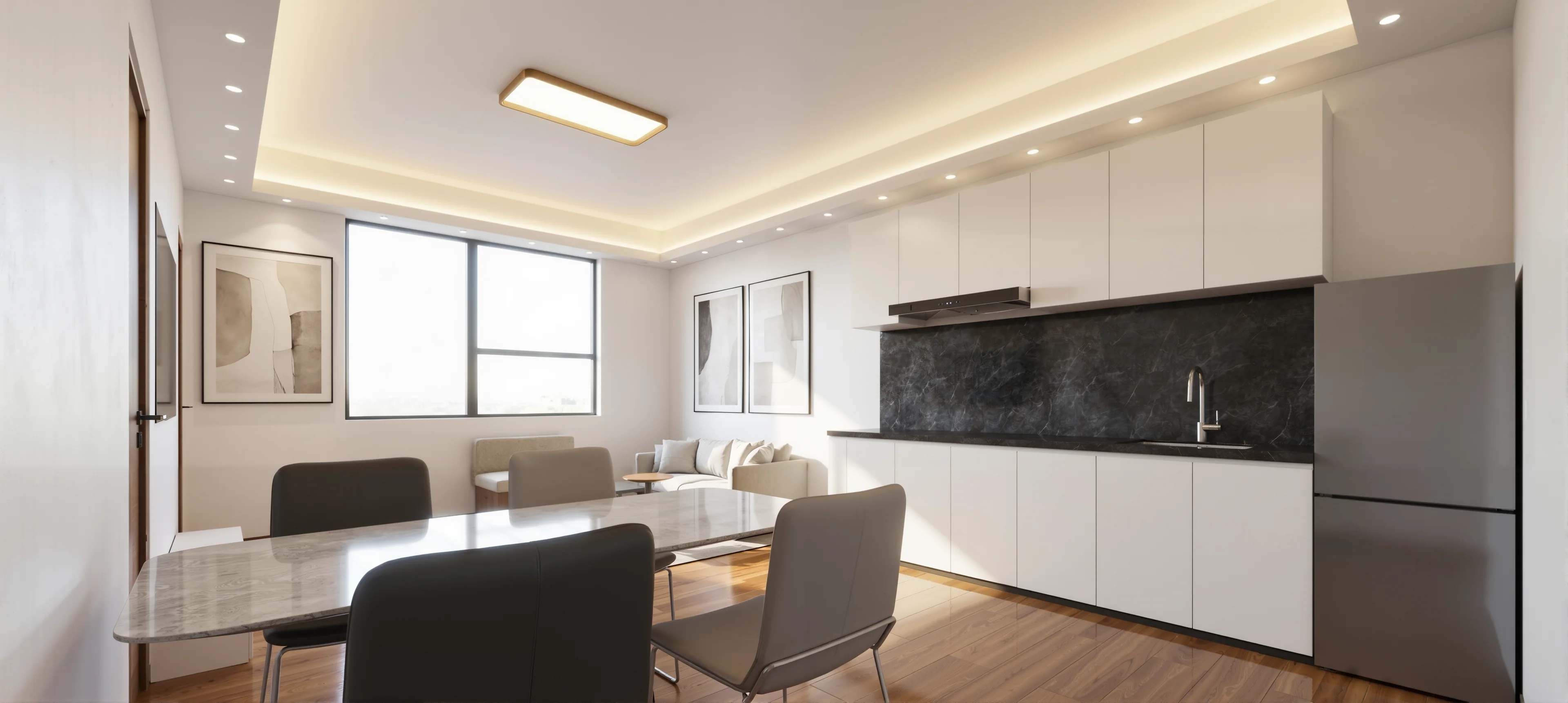 Concept rendering: shared living and dining